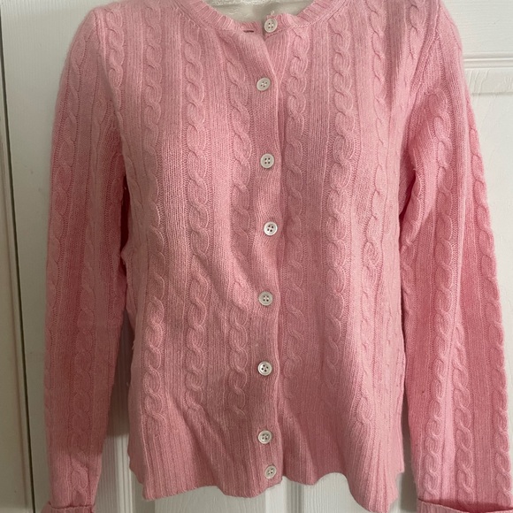 J. Crew Sweaters - J. Crew Pink Wool Cashmere Angora Blend Cable Knit Cardigan